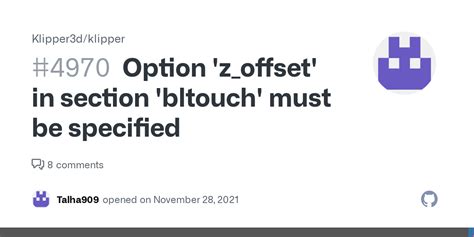 Option 'z_offset' in section 'bltouch' must be specified · Issue #4970 · Klipper3d/klipper · GitHub