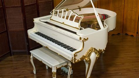 Samick Model Sg 172f Ivory And Gold Grand Piano For Sale Living Pianos