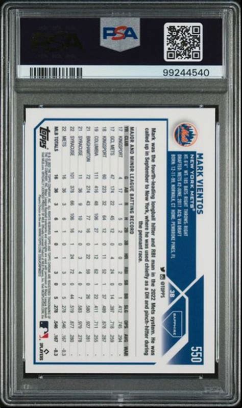 Mark Vientos RC 2023 Topps Chrome Sapphire PSA 10 New York Mets 550 EBay