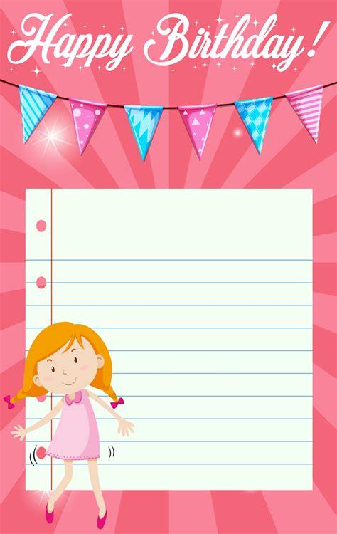 Birthday girl on note template 594299 Vector Art at Vecteezy