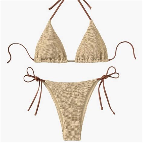 Amazon Swim Beige Triangle Bikini Set Poshmark