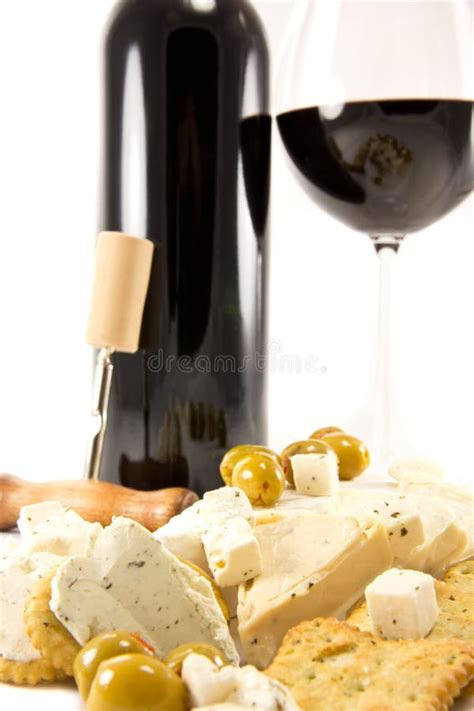 Red Wine With Crackers And Cheese Stock Image Image Of Food