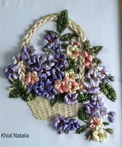 Picture Ribbonbouquet Forget Me Nots In The Basket D Picture Silk