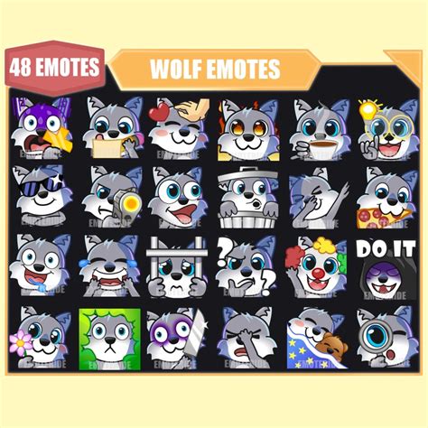 GRAY WOLF Emote Bundle For Twitch Youtube Emotes Discord Etsy