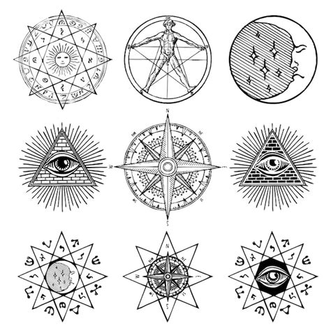 Premium Vector Set Of Symbols On Occultism Theme