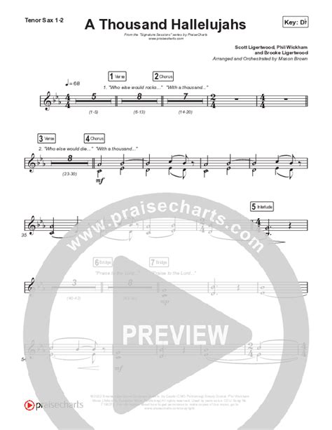 A Thousand Hallelujahs Choral Anthem SATB Tenor Sax Sheet Music PDF