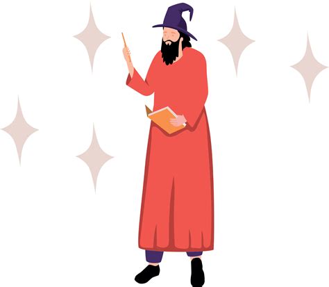 Ancient man holding magic book and wand. 22911584 Vector Art at Vecteezy