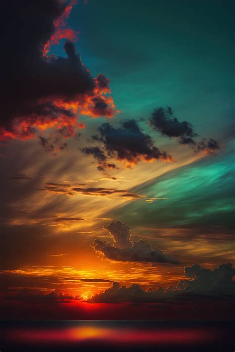 A colorful sky with clouds