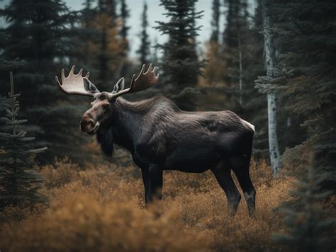 Premium AI Image | The Velvet Antlers of the Moose in Alaskan Wilderness