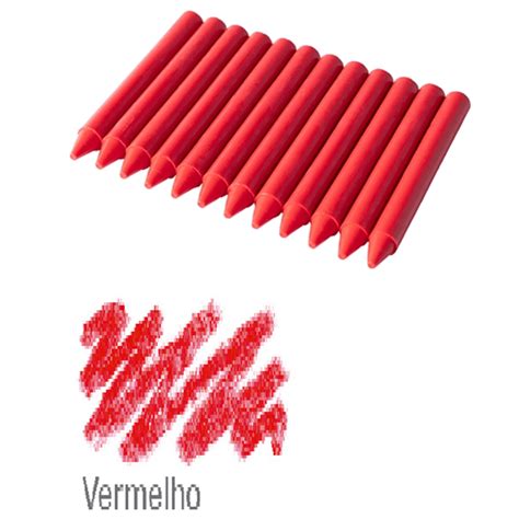 Giz De Cera Estaca Vermelho 12 Unidades Faber Catell