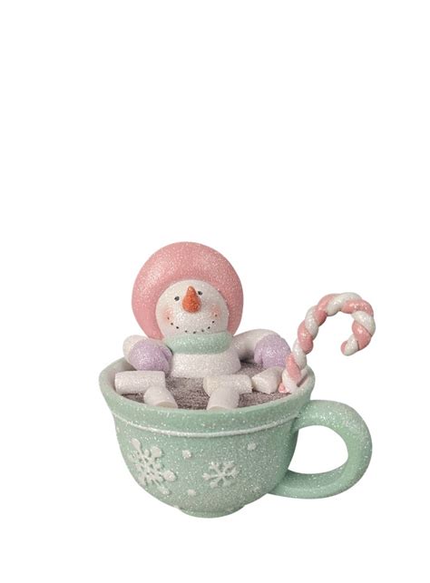 Pastel Snowman In The Cup St Nicholas Christmas Cave