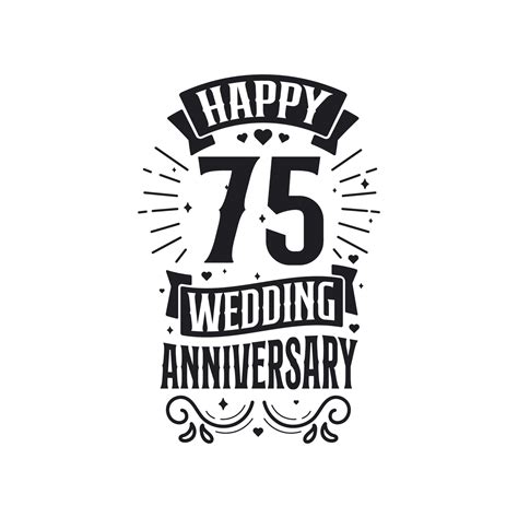 75 years anniversary celebration typography design. Happy 75th wedding ...