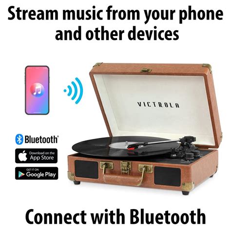 Victrola Vintage Tocadiscos Port Til Bluetooth De Velocidades Con