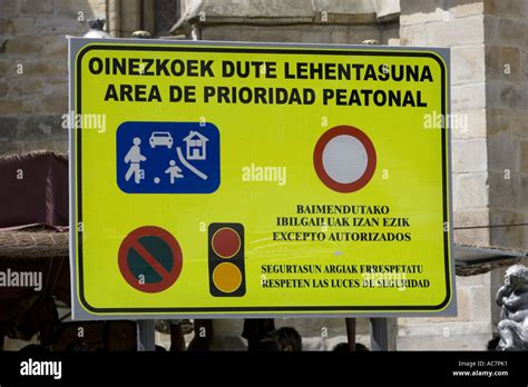 Street sign in the Basque language Euskara in Balmaseda, Basque Country ...