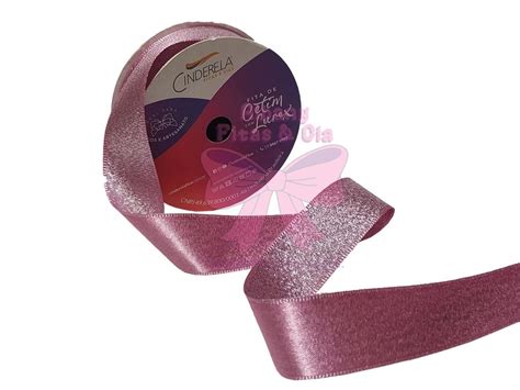 Fita de Cetim Lurex 22mm Cinderela Nº 5 10 Metros Rosa H Elo7