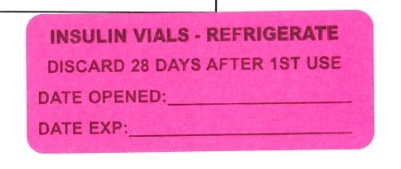 "INSULIN VIALS" Imprinted Label - Fluorescent Pink - Roll Products, Inc.