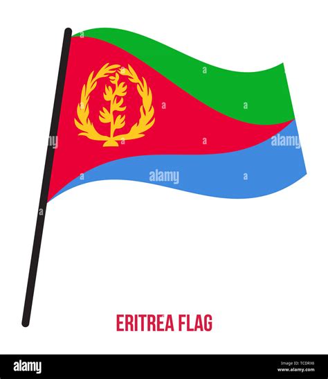 Eritrea Flagge Schwenkten Vector Illustration Auf Weißem Hintergrund