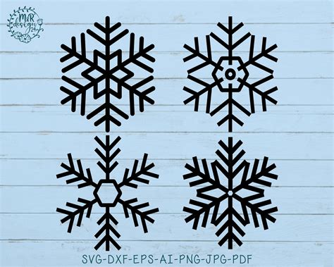 Snowflake Snowflake Bundle Svg Dxf Png Eps Ai Pdf Etsy