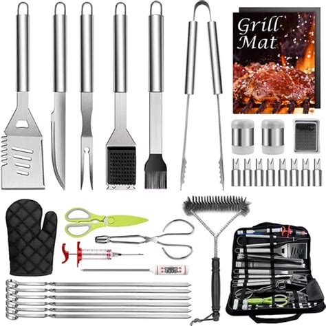 Juego De Utensilios Para Asador Carne Acero Inoxidable Env O Gratis