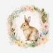 Bunnies With Flower Wreaths Clipart High Quality Jpgs Digital