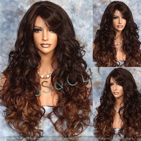 Beautiful Human Hair Blend Brown Blondelight Auburn Mix Long Etsy