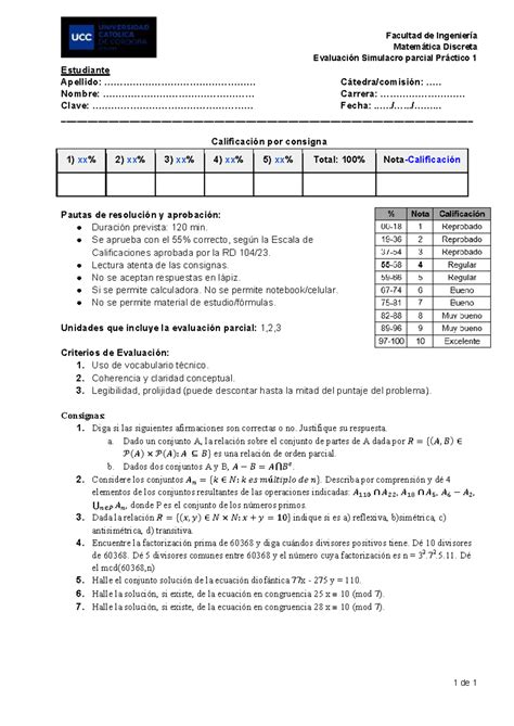 Discreta Ucc Simulacro Examen Parcial Facultad De Ingenier A