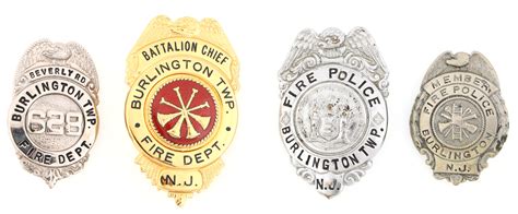 Lot Detail Burlington New Jersey Fire Badges Lot Of Four