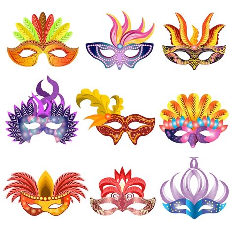 Carnaval Ou Celebra O M Scaras Vector Icons Vetor Premium