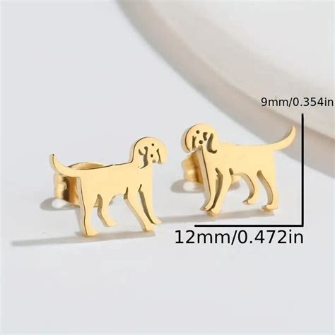 Paar Ohrringe Ohrstecker Gold Motiv Hund Modeschmuck