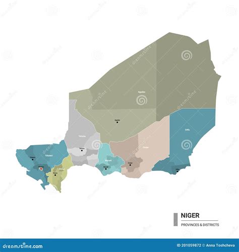 尼日尔高级详细地图 向量例证 插画 包括有 资本 尼亚美 地理 城市 管理 尼日尔 绘图 201059872