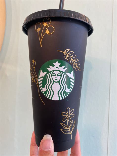 Reusable Matte Black Starbucks Cold Coffee 24oz Cup With Lid Etsy