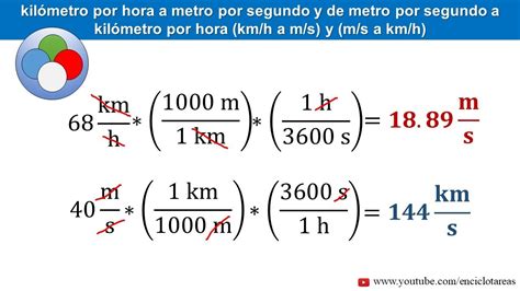 Conversión de km h a m s y m s a km h YouTube