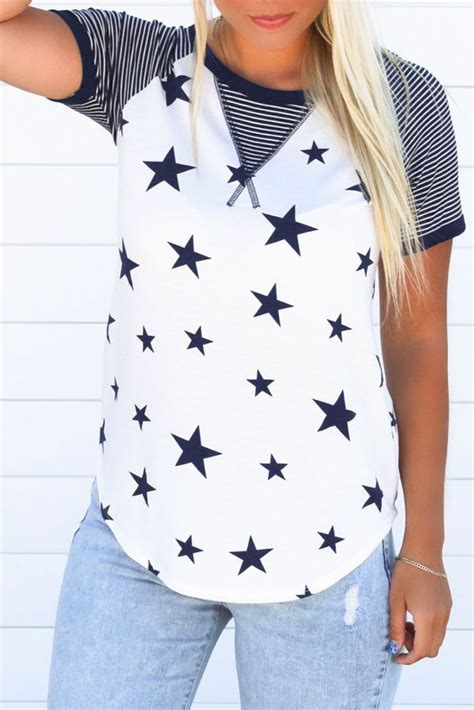 Blusa Estrellas Manga Raglan A Rayas Fashion Mgo