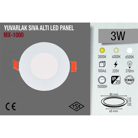 W Yuvarlak Siva Alti Led Panel