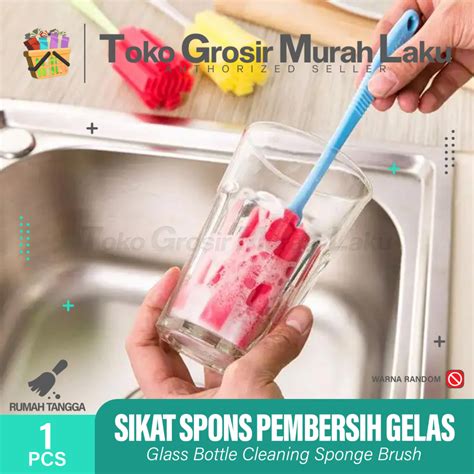 Jual Sikat Sponge Pembersih Gelas Botol Sikat Tongkat Pencuci Botol