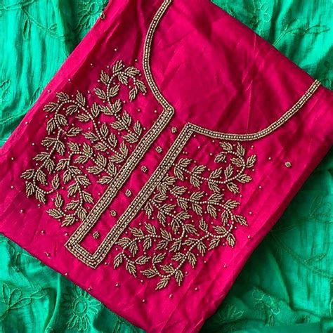 Buy Gorgeous Magenta Rama Green Colored Designer Chanderi Cotton Dress