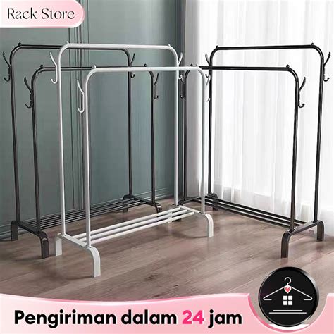 Jual Stand Hanger Double Rak Gantungan Baju Serbaguna Rak Lemari