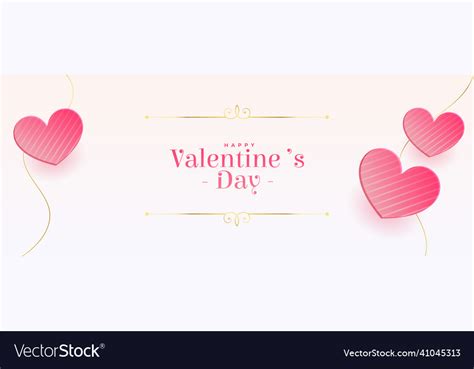 Happy valentines day greeting white banner Vector Image