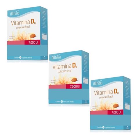 Kit 3 Caixas Vitamina D3 7 000Ui 30 Cápsulas Cada Althaia Submarino