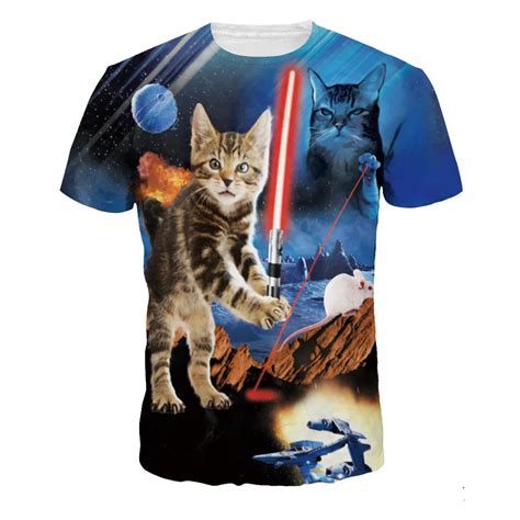 3d Painted Star Wars Cat Print Mens 3d T Shirt Fashion 2018 Summer Slim