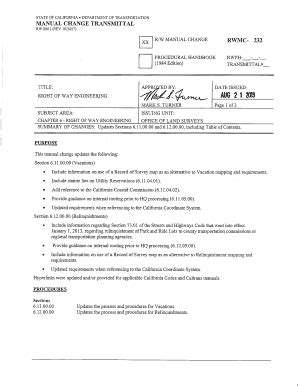 Fillable Online Caltrans Ca Chapter Right Of Way Engineering Table Of