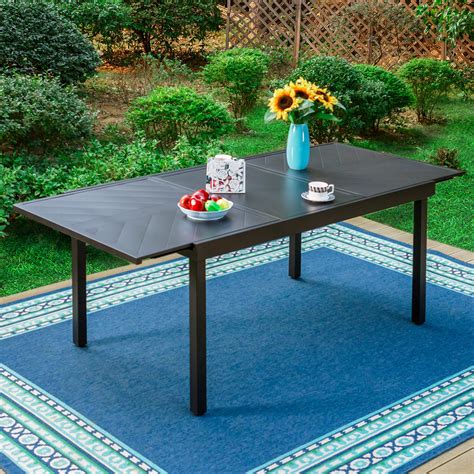 Sophia And William Extendable Steel Patio Dining Table Long And Expanding