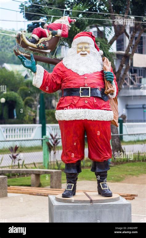 Santa Claus Statue During Christmas In Quezon Philippines Stock Photo