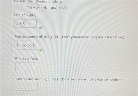 Solved Consider The Following Functions F X X3 6 G X 3x