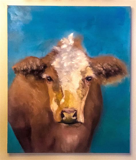 My Hereford cow oil painting : r/homestead