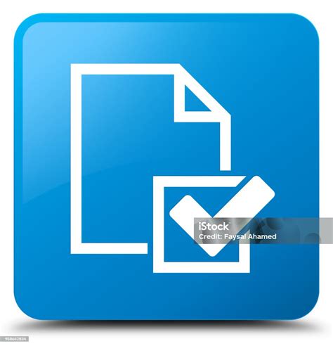 checklist icon cyan blue square button stock illustration