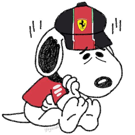 Snoopy Ferrari Formula 1 Pegatinas Bonitas Ilustraciones Crear