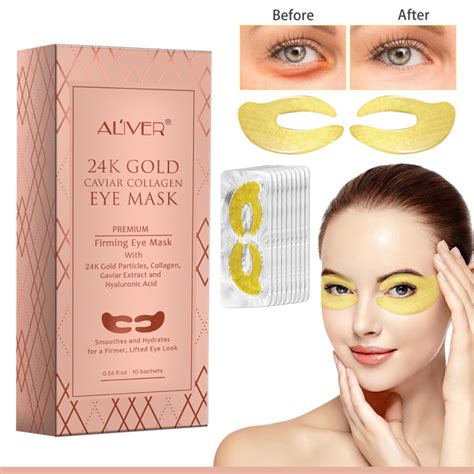 Aliver 24k Gold Repair Under Eye Patches Gel Pads Hyaluronic Acid Gold