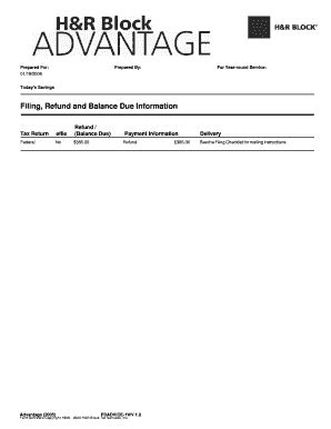 Fillable Online Filing Refund And Balance Due Information Fax Email