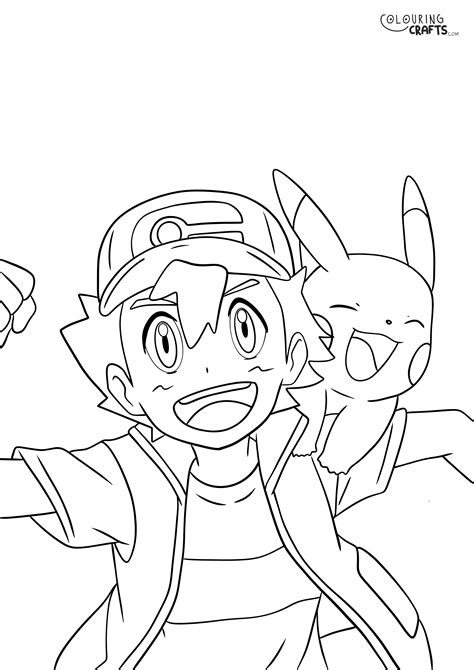 Ash And Pikachu Pokemon Colouring Page Colouring Crafts